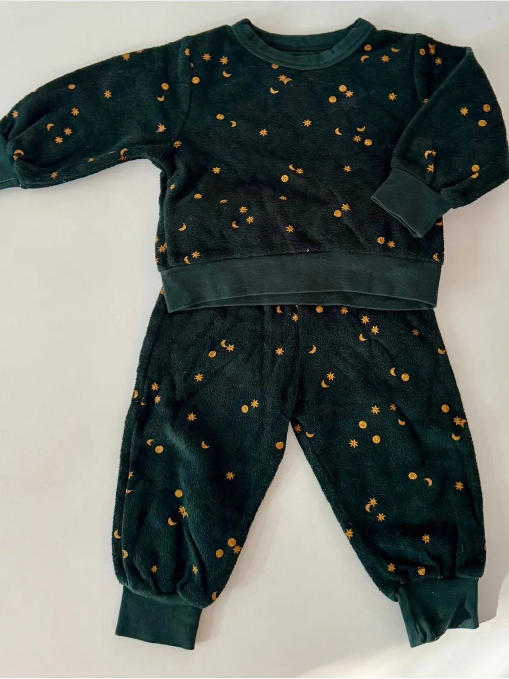 SET | Dark Green Star & Moon Kids Two-Piece Lounge Set